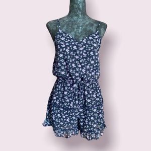 Bebe Girls Black & Purple Floral Ruffle Romper